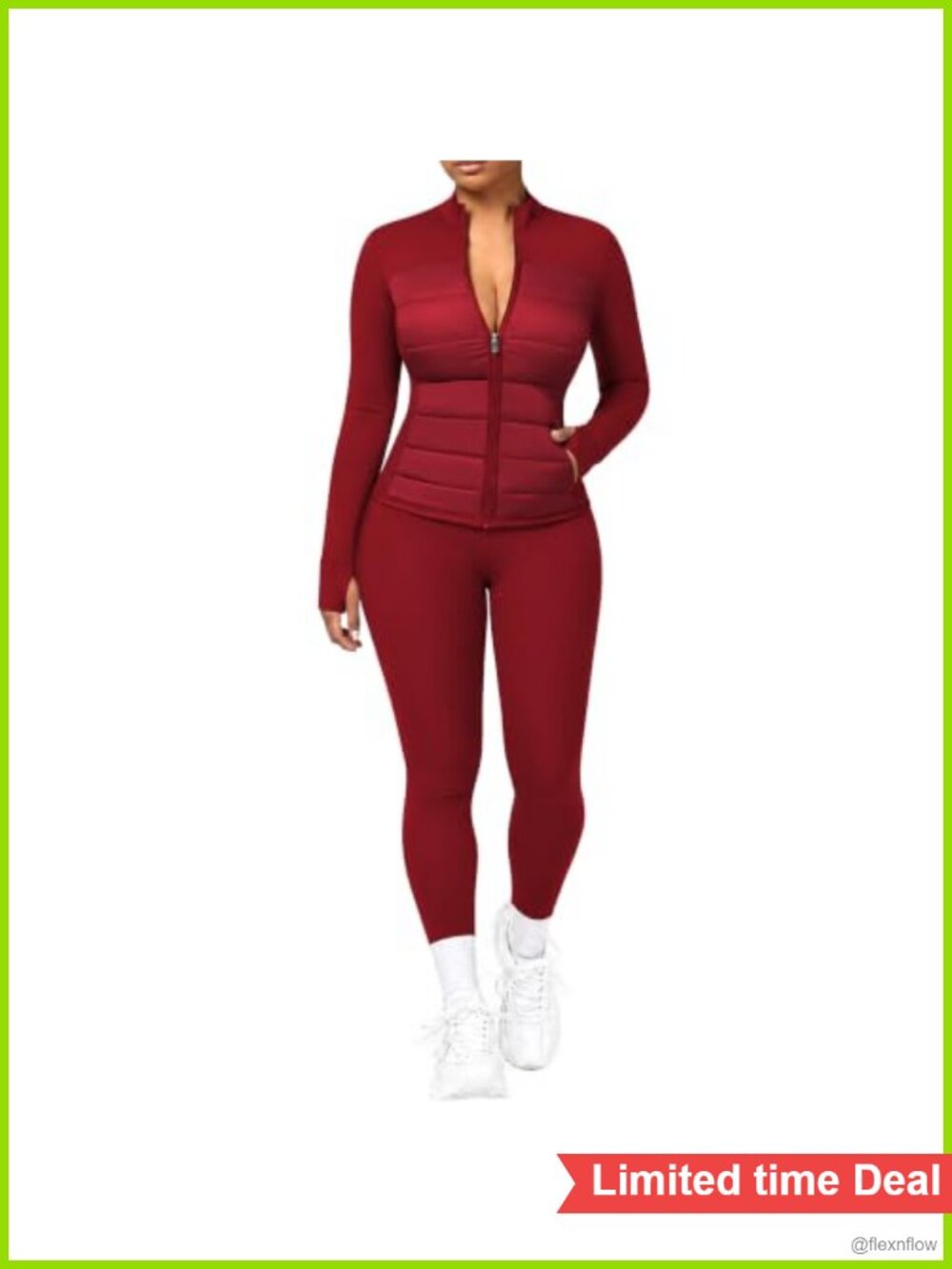 Women's 2 Piece Workout Set Nylon Fleece Lined Jacket Leggings